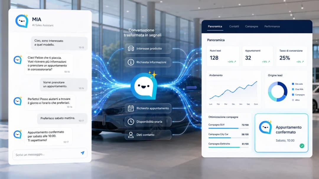 Dalla conversazione con MIA all'invio di un evento alla dashboard analytics
